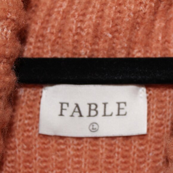 Fable orange/rust-colored chunky knit cowl neck sweater dress L - Picture 5 of 9